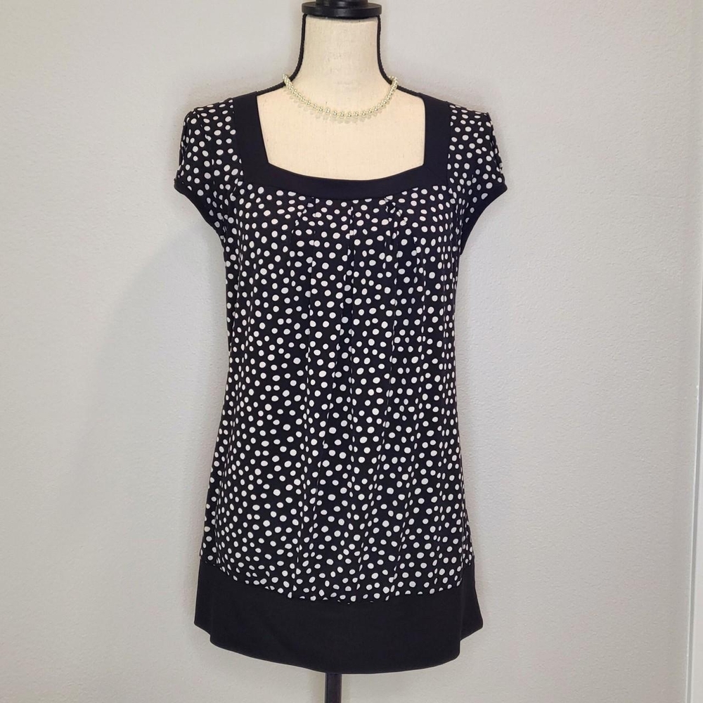Cocomo Petite Black & White Polka Dot Blouse
